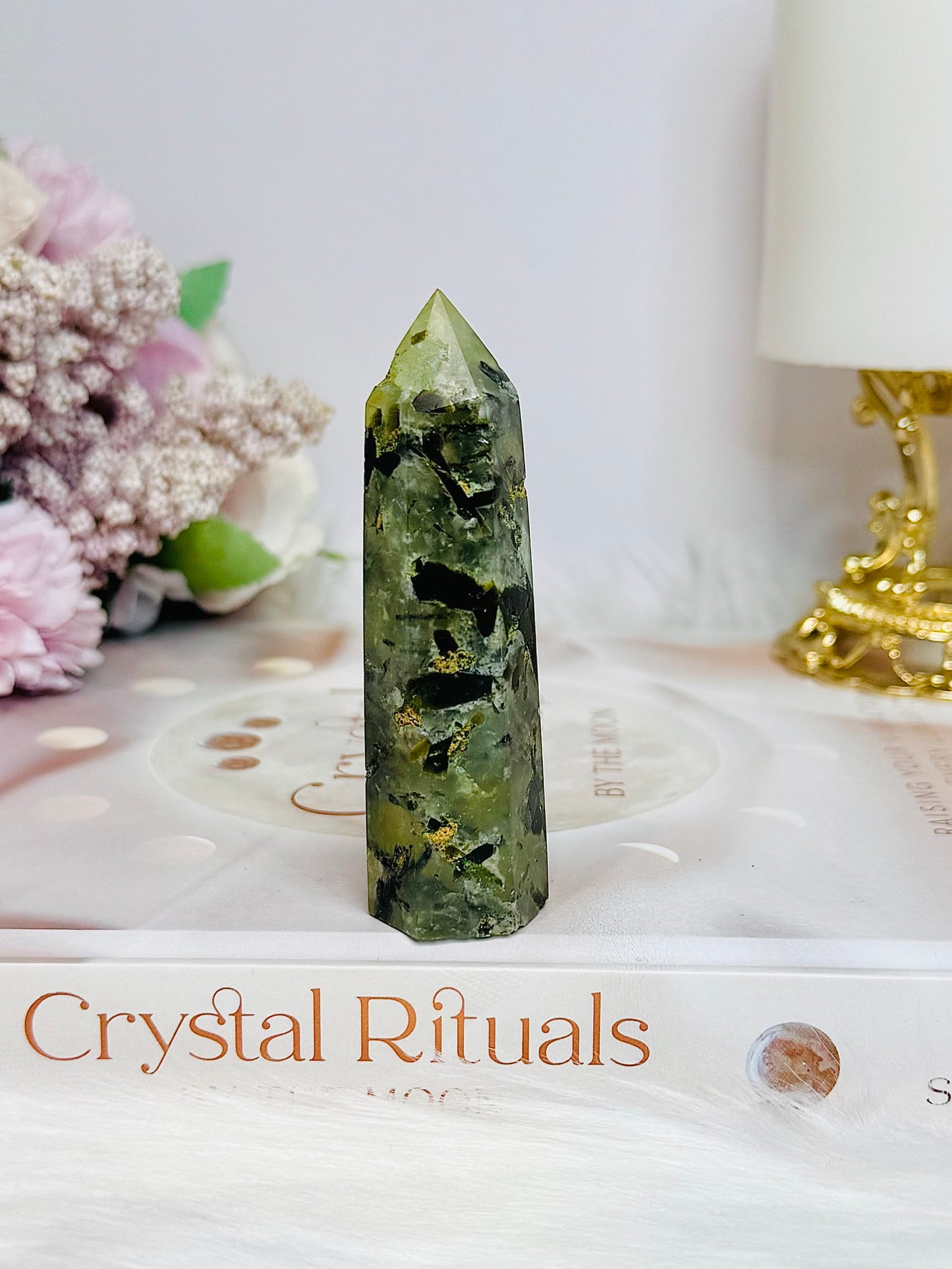 Natural Prehnite Tower | Point 8cm