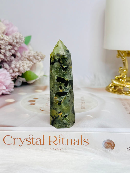 Natural Prehnite Tower | Point 8cm