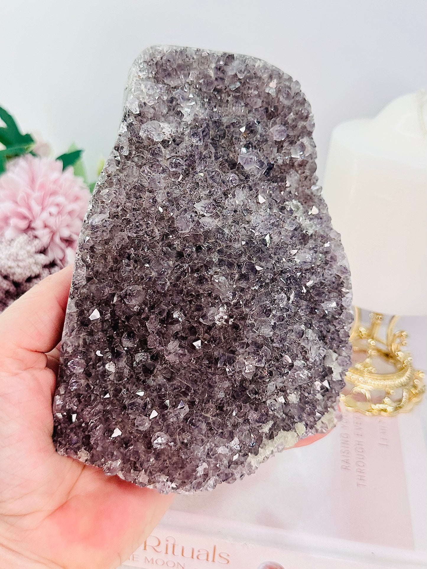 Supports Stress & Anxiety ~ Gorgeous Large 15cm 1.05KG Purple Amethyst Druzy Cluster Freeform from Brazil