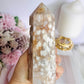 Stunning High Grade Druzy Flower Agate Chunky Tower 14.5cm