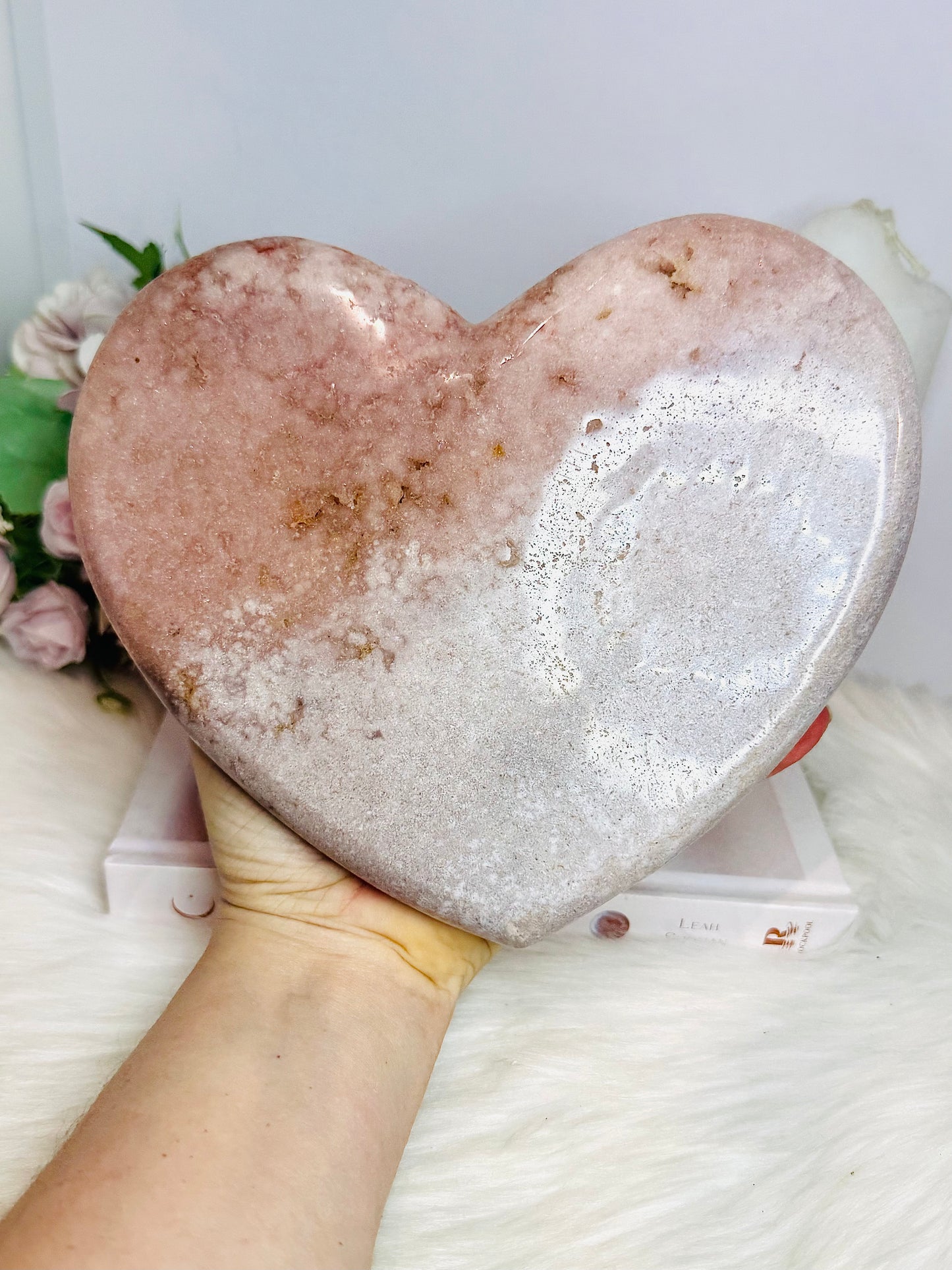 Huge Pink Amethyst Chunky Carved Heart 20cm 1.8KG