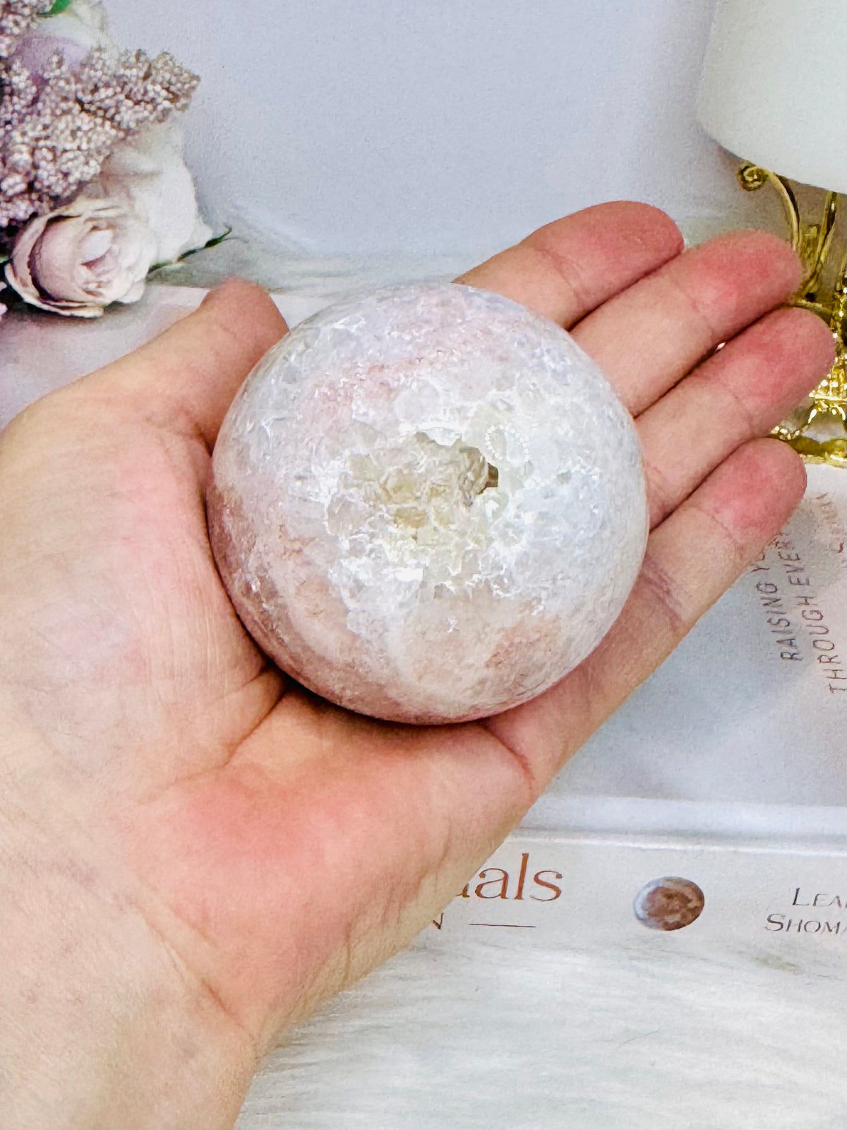 Druzy Pink Amethyst Sphere on Stand 285g