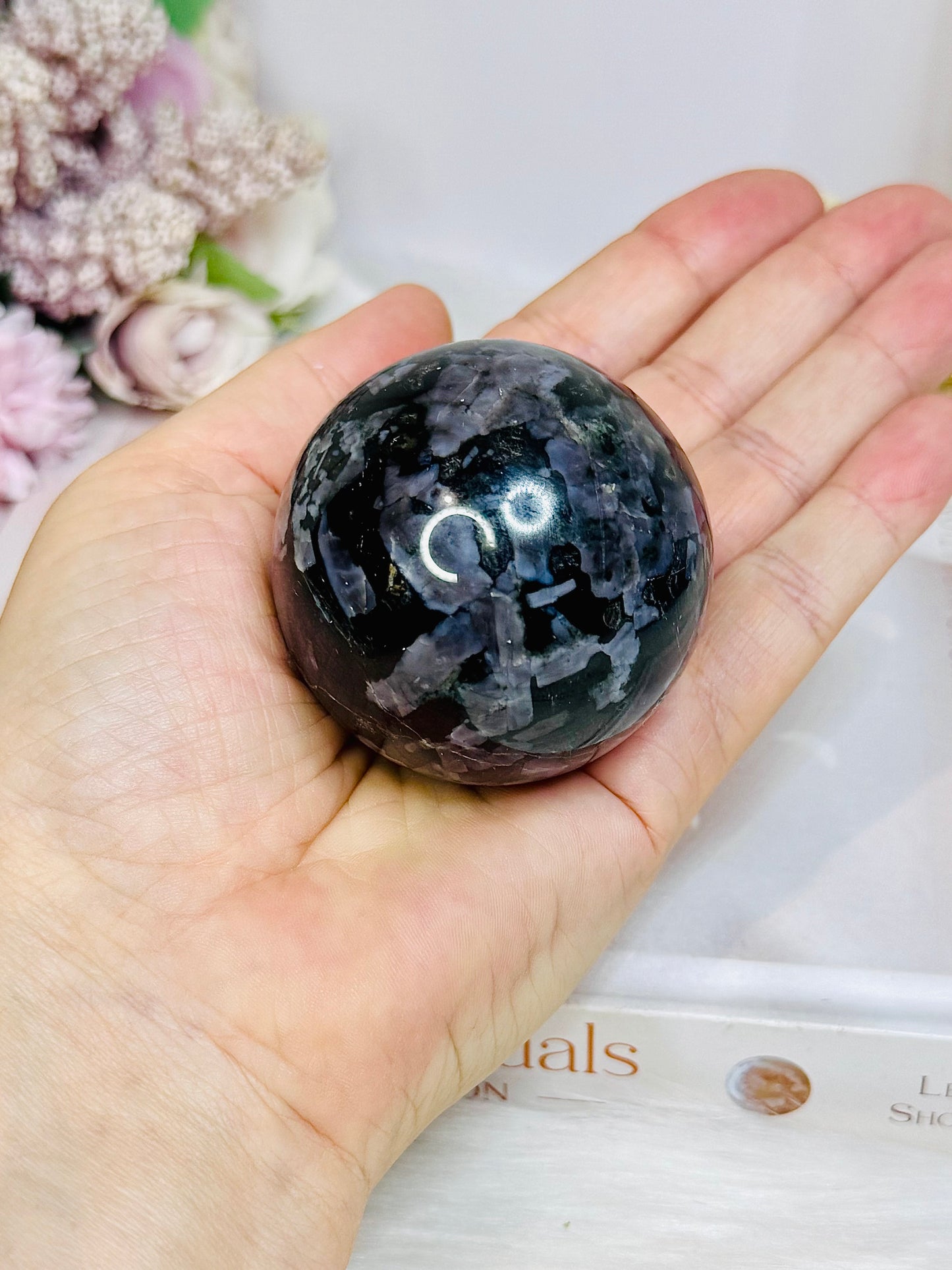 Mystic Merlinite | Indigo Gabbro Sphere On Stand 221g
