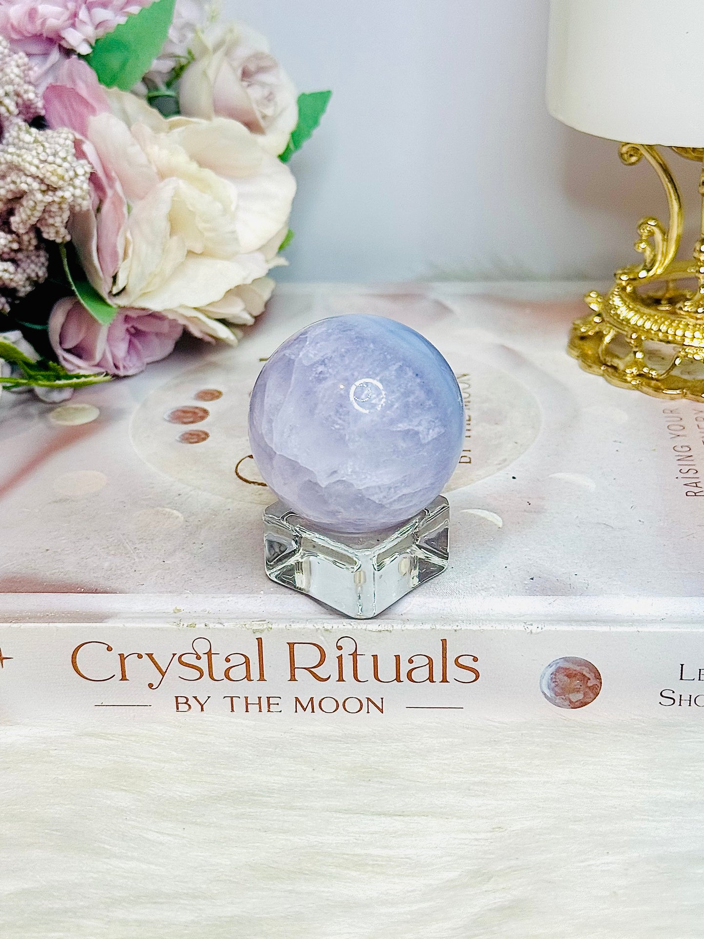 Blue Lace Agate Sphere on Stand 96g