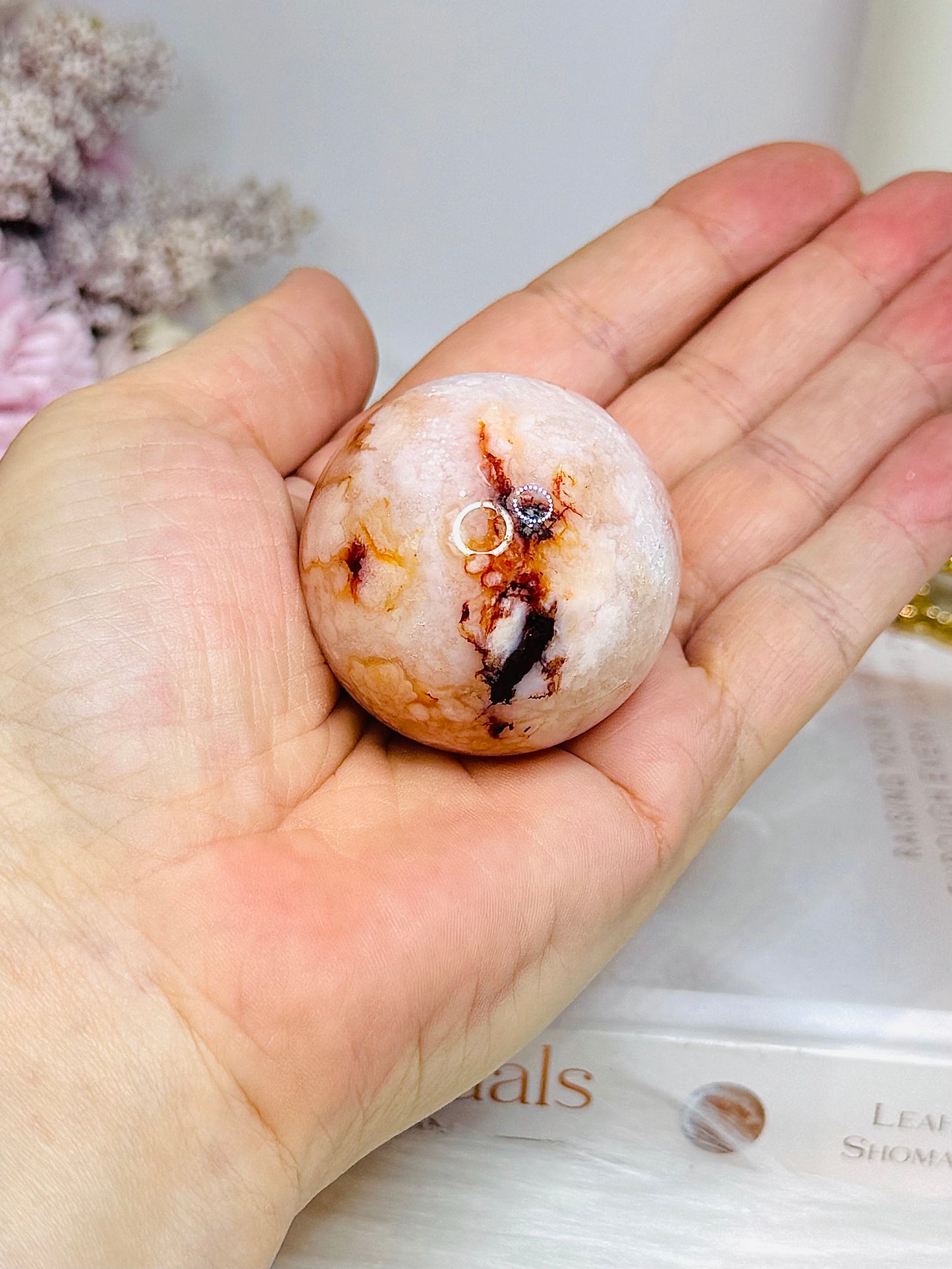 Carnelian Flower Sphere on Stand 106g