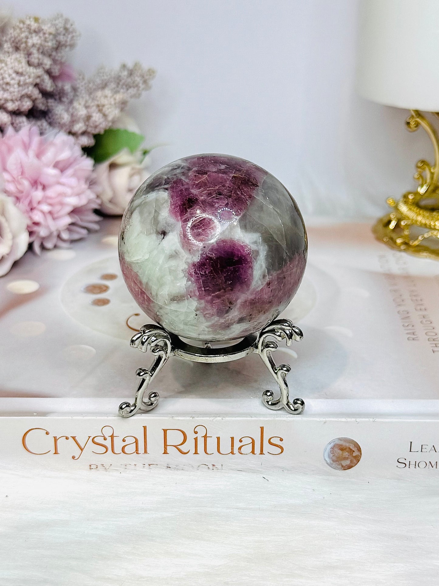 Pink Tourmaline Sphere On Stand 236g