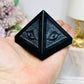 Black Tourmaline Evil Eye Carved Pyramid 5cm