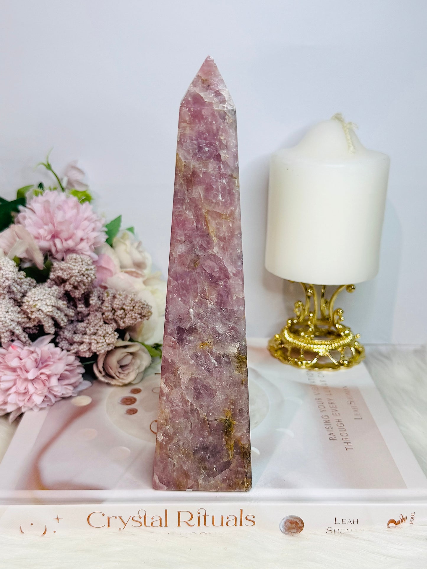 Natural Lepidolite Large 19.5cm Obelisk | Tower From Brazil with Natural Lines