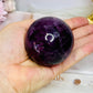 Large High Grade Purple Fluorite Sphere with Rainbows 336g