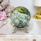 Druzy Moss Agate Sphere on Stand 428g