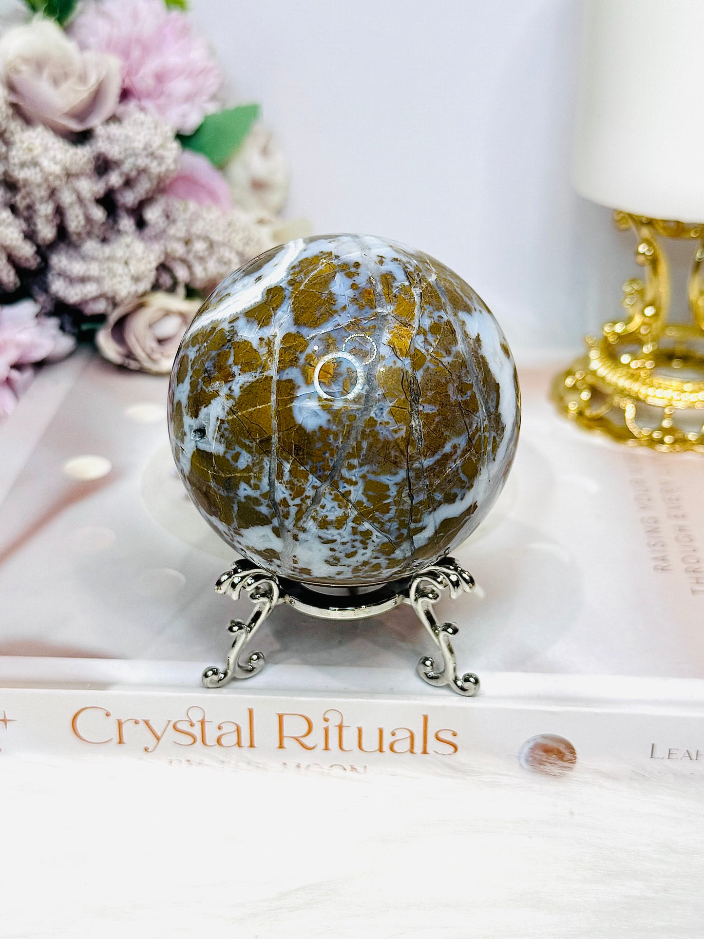 Large Brecciated Jasper Sphere on Stand 388g