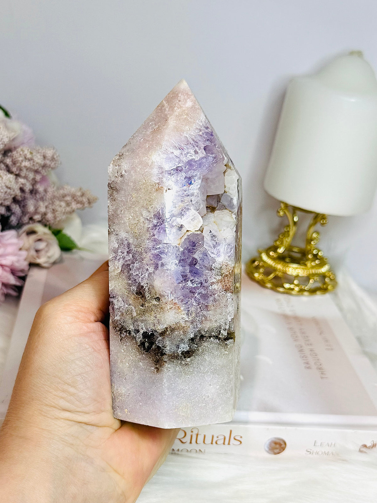 High Grade Chunky Pink Amethyst Druzy Tower 14.5cm 742g