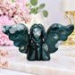 Moss Agate Druzy Carved Angel 12cm