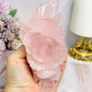Large Rose Quartz Carved Rose on Stand 15cm