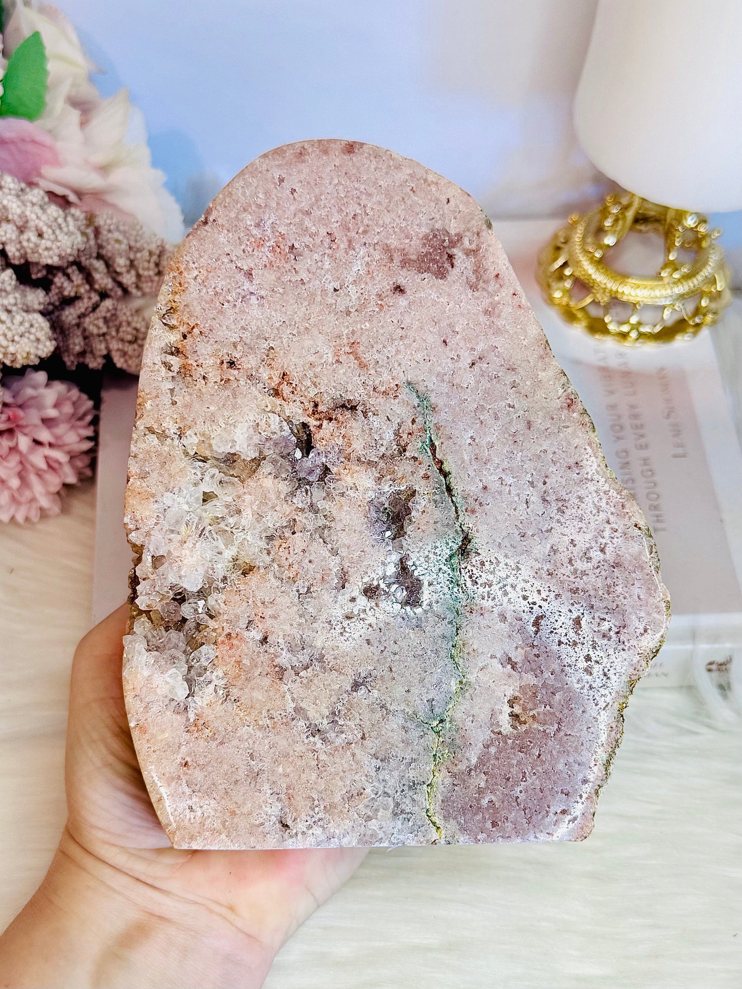 Large Natural Druzy Pink Amethyst Slab | Freeform 954g