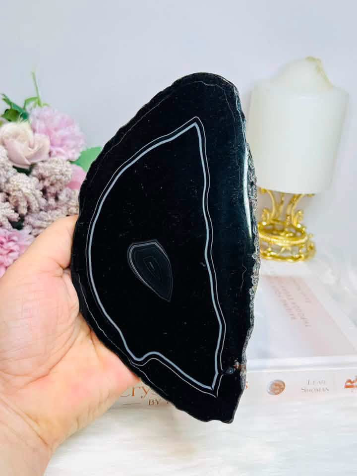 Large Black Agate Slab 17cm