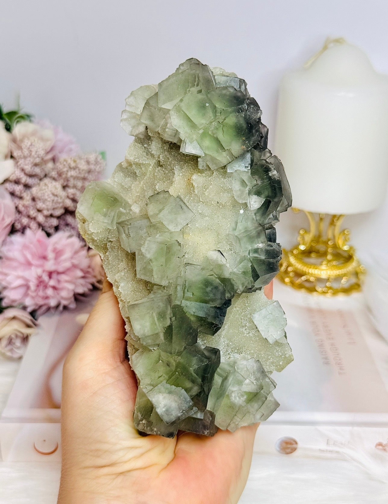 Large Green Cubed Fluorite Specimen 15cm 503g