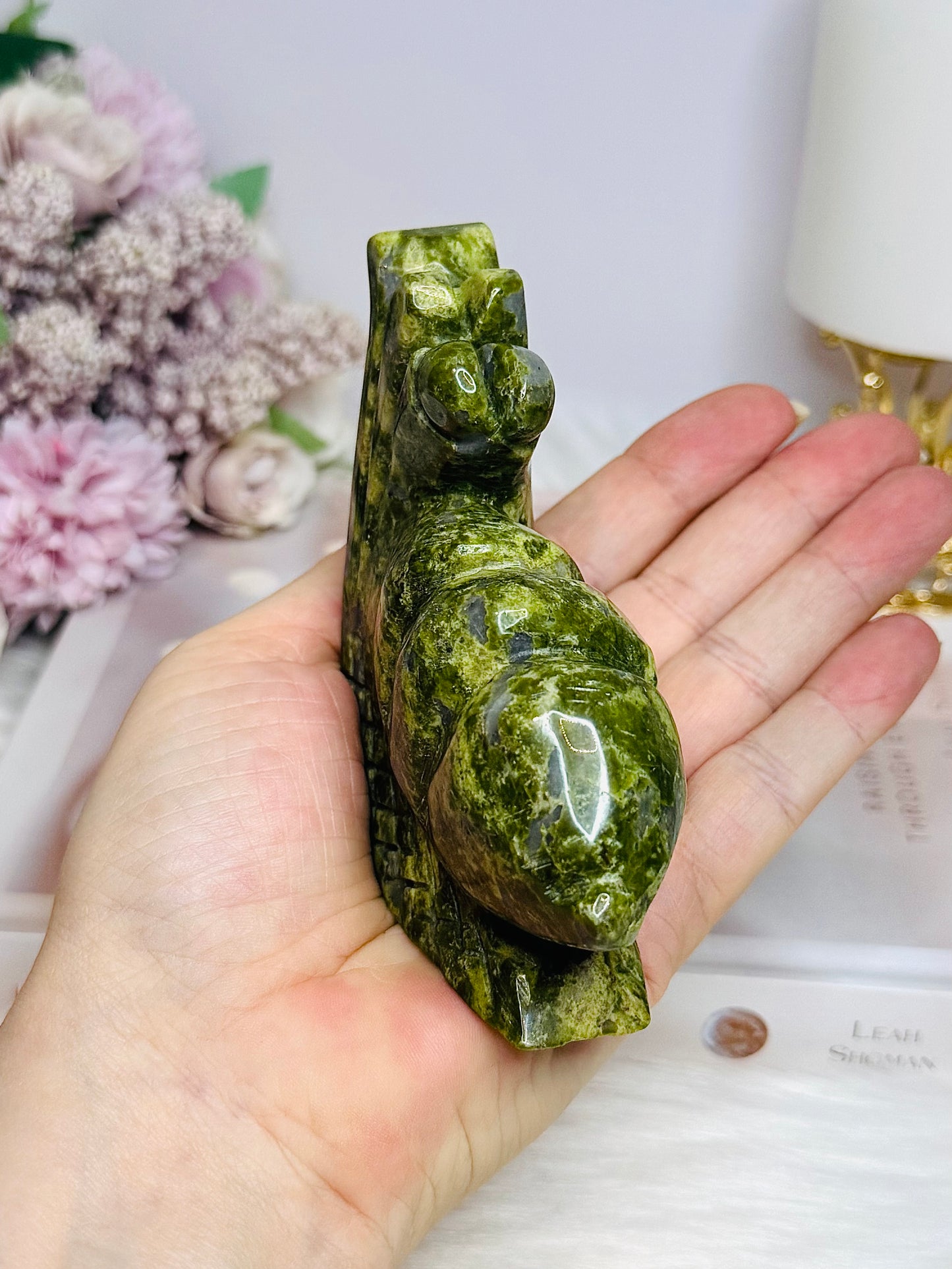Chunky Large Green Jade Snail 11.5cm 296g