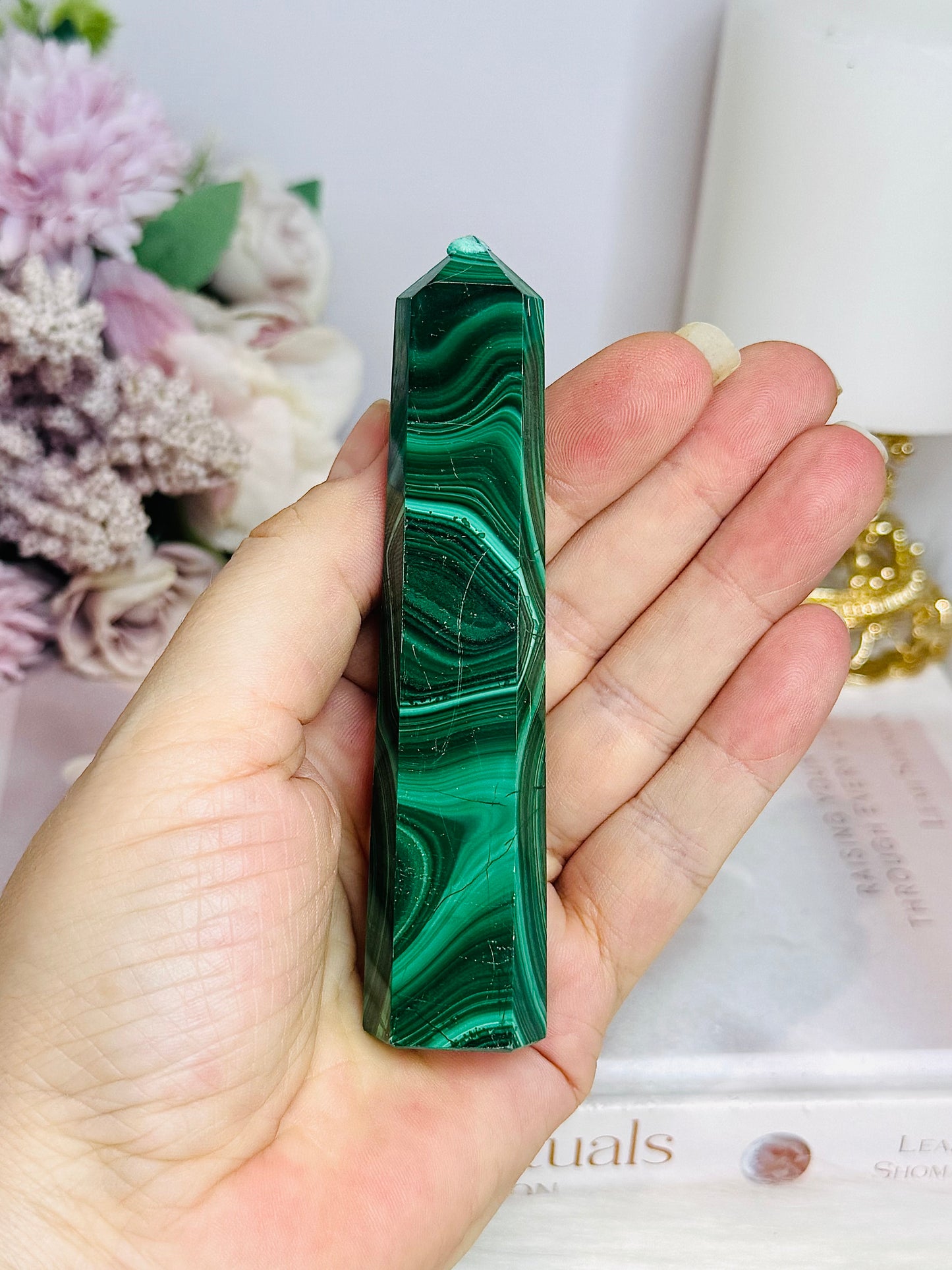 AAA High Grade Natural Malachite Tower From Congo 10.5cm