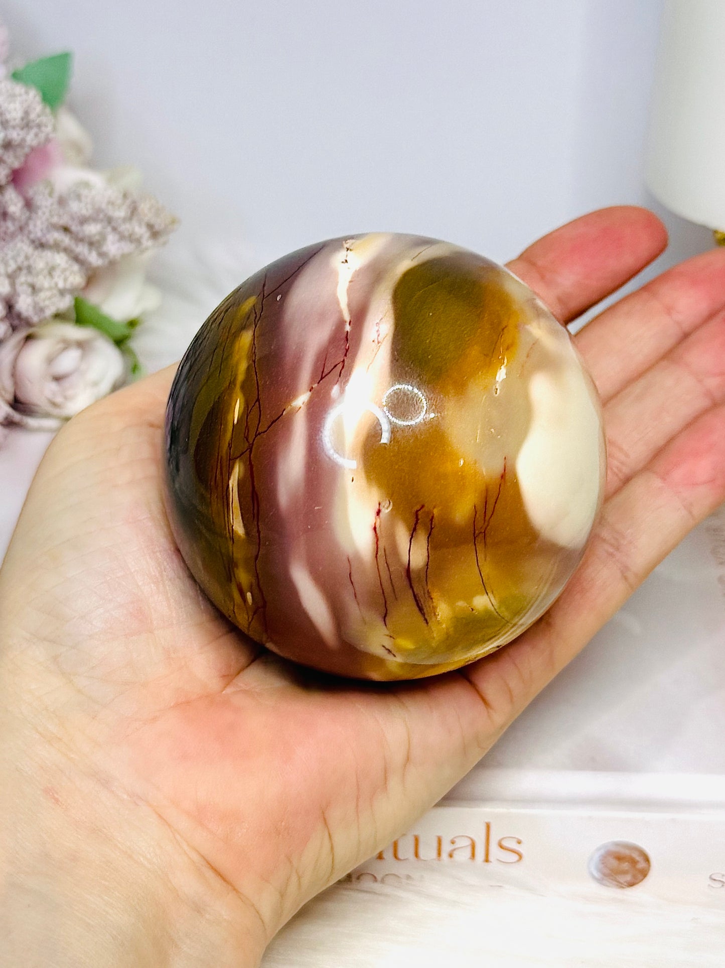 Large Mookaite Jasper Sphere on Stand 520g