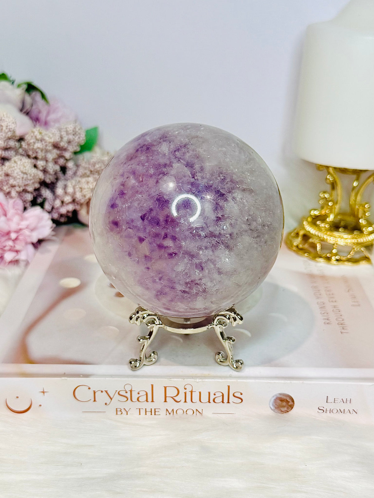 Large High Grade Purple Agate Sphere on Stand 851g