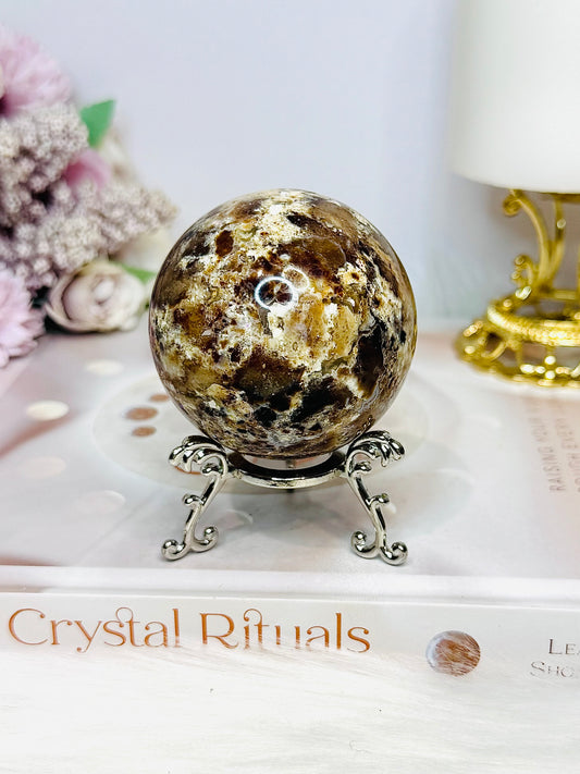 Chocolate Calcite Sphere on Stand 216g