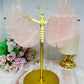 Large Chunky Rose Quartz Butterfly Wings on Gold Stand 26cm 944g
