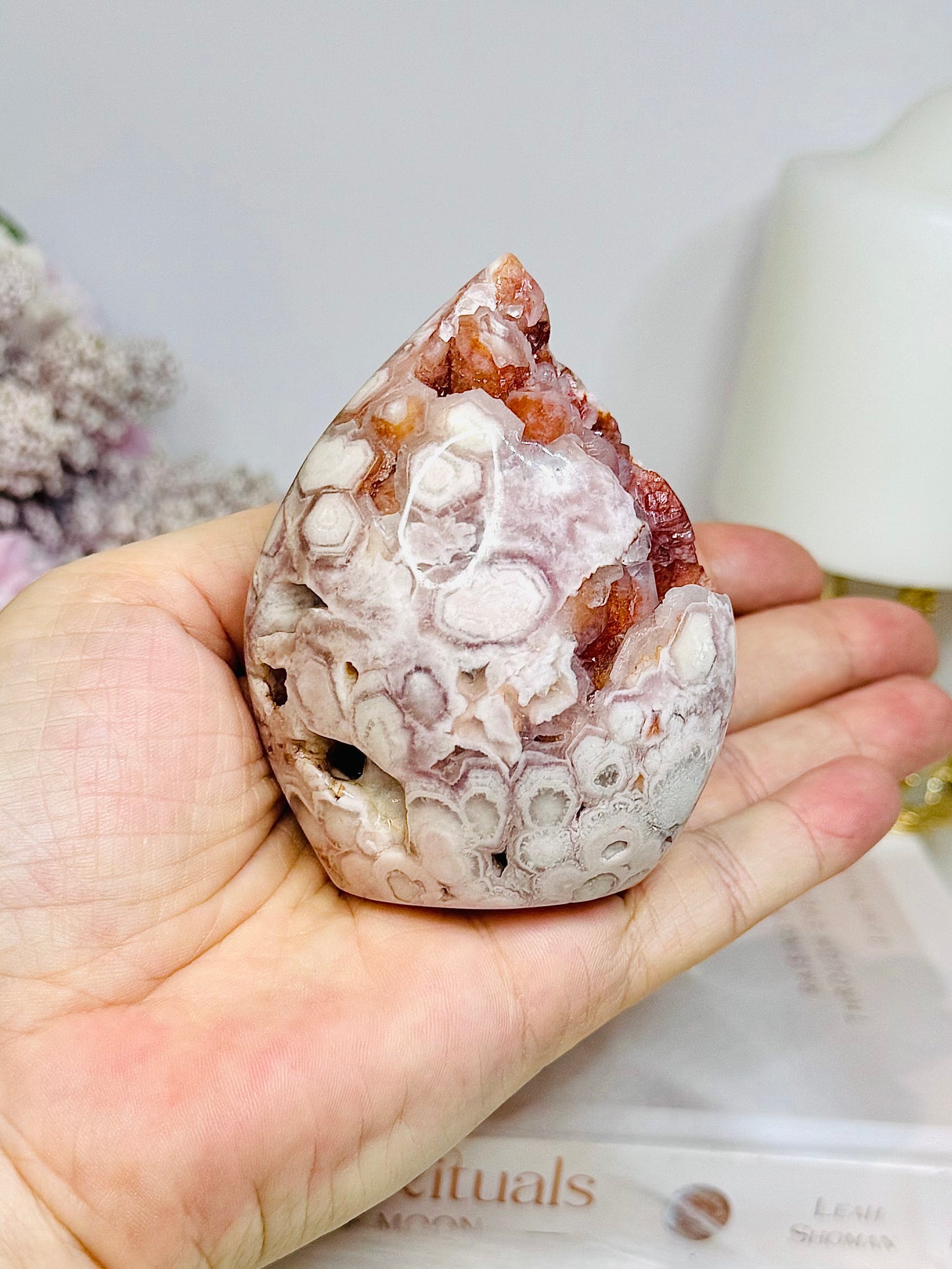 High Grade Druzy Flower Agate Freeform 8cm