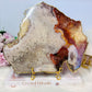 A Collectors Piece ~ High Grade Natural Pink Amethyst Druzy Slice | Slab with Gold Plating on Gold Stand 496g