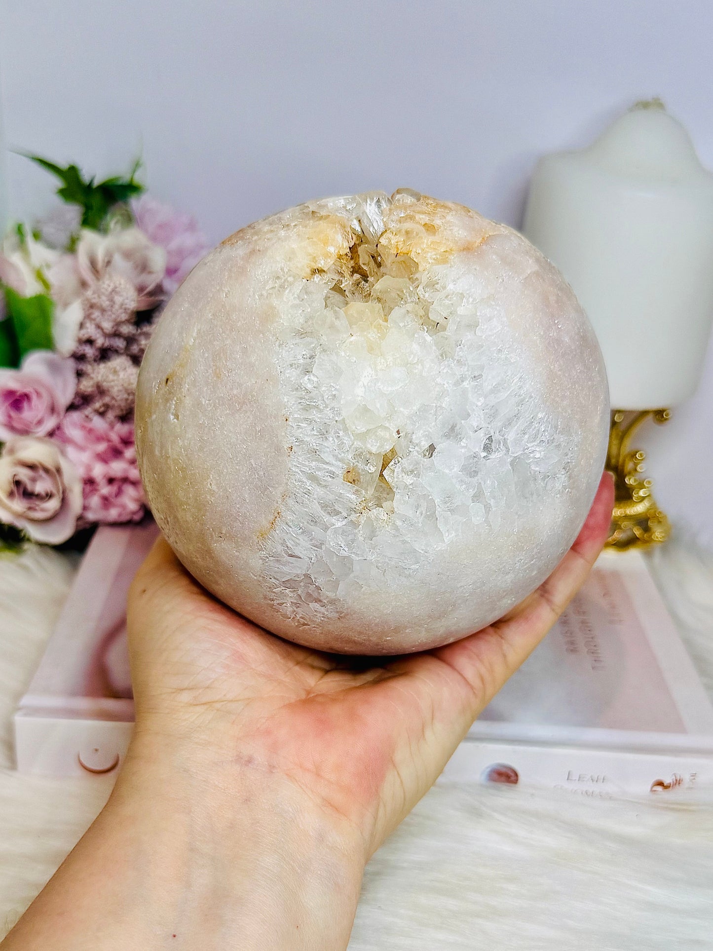 Huge Pink Amethyst Druzy Geode Sphere 11cm 1.86KG