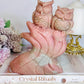 Incredibly Carved Huge Pink Opal Owls 16.5cm 1.15KG