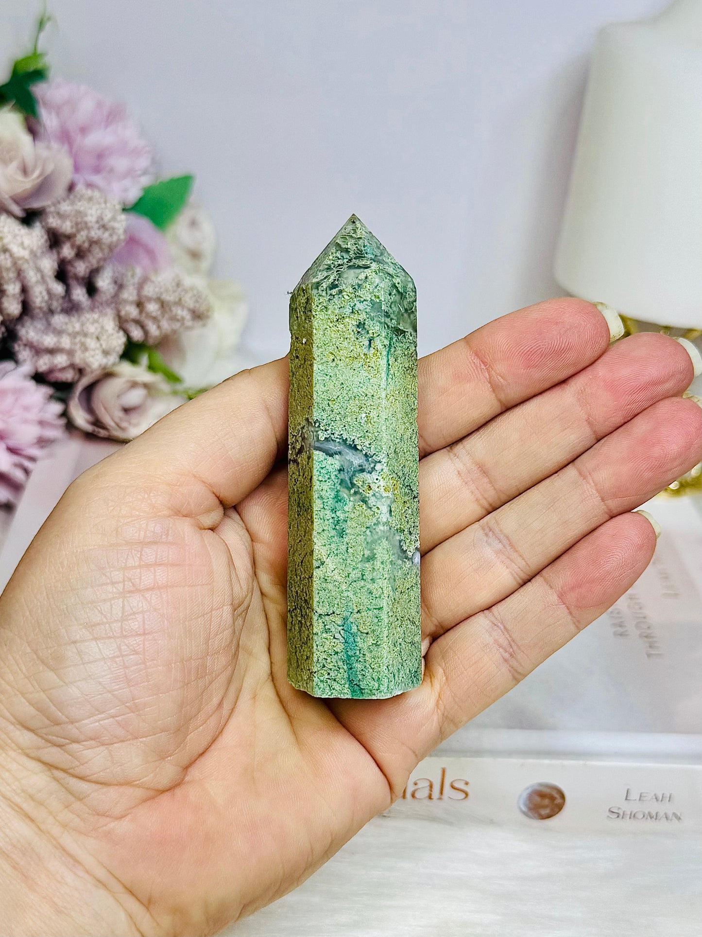 Moss Agate Tower 9cm