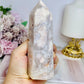 High Grade Flower Agate Druzy Tower 13cm