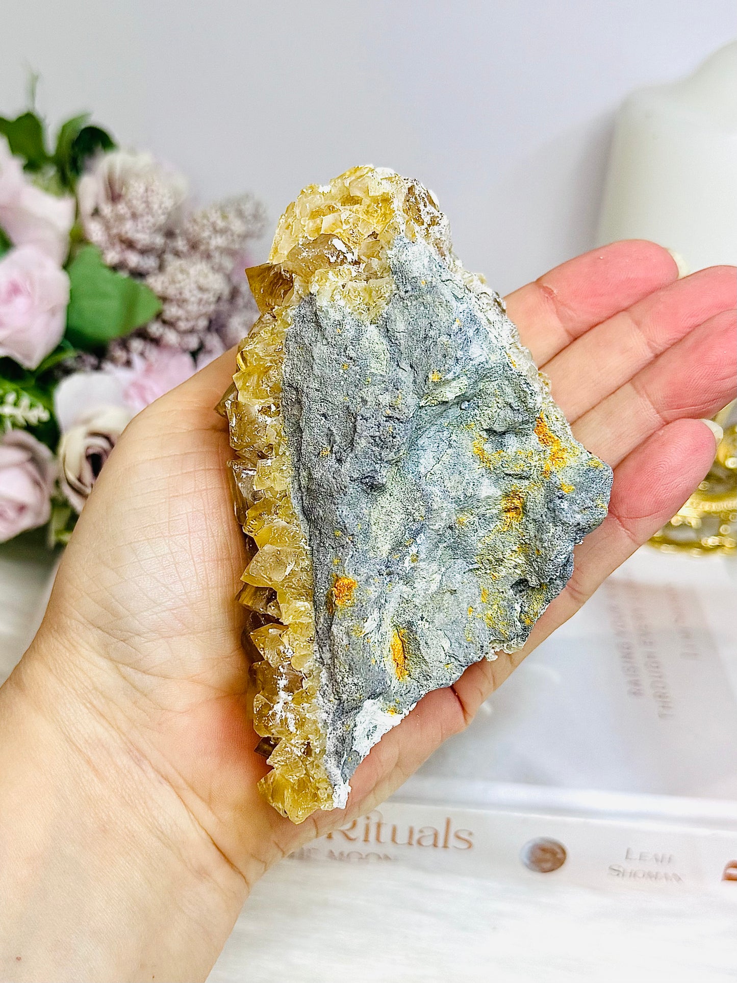 Cubed Yellow Calcite Specimen 12.5cm 351g