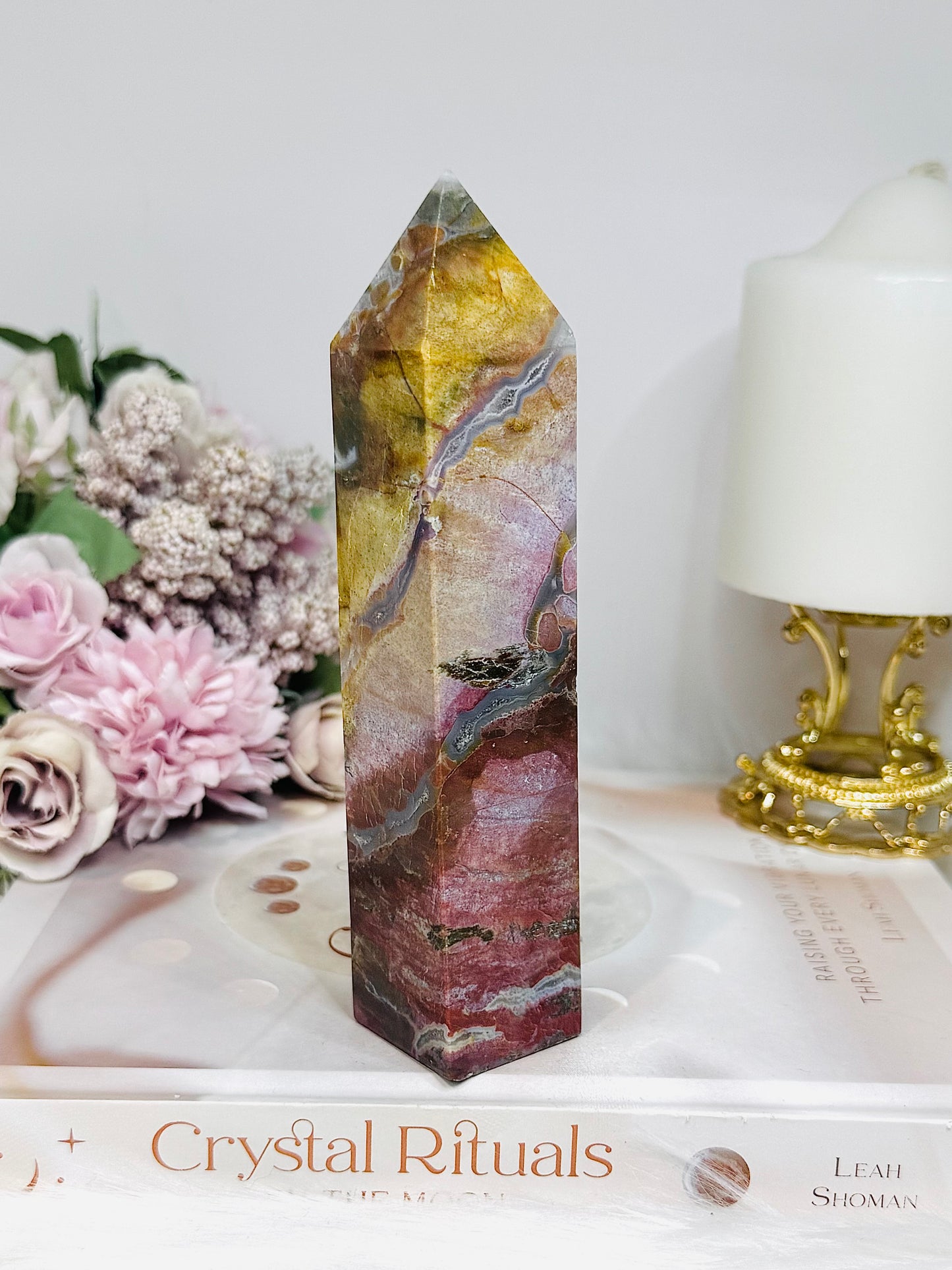 Indian Jade Colourful Tower 19.5cm 300g