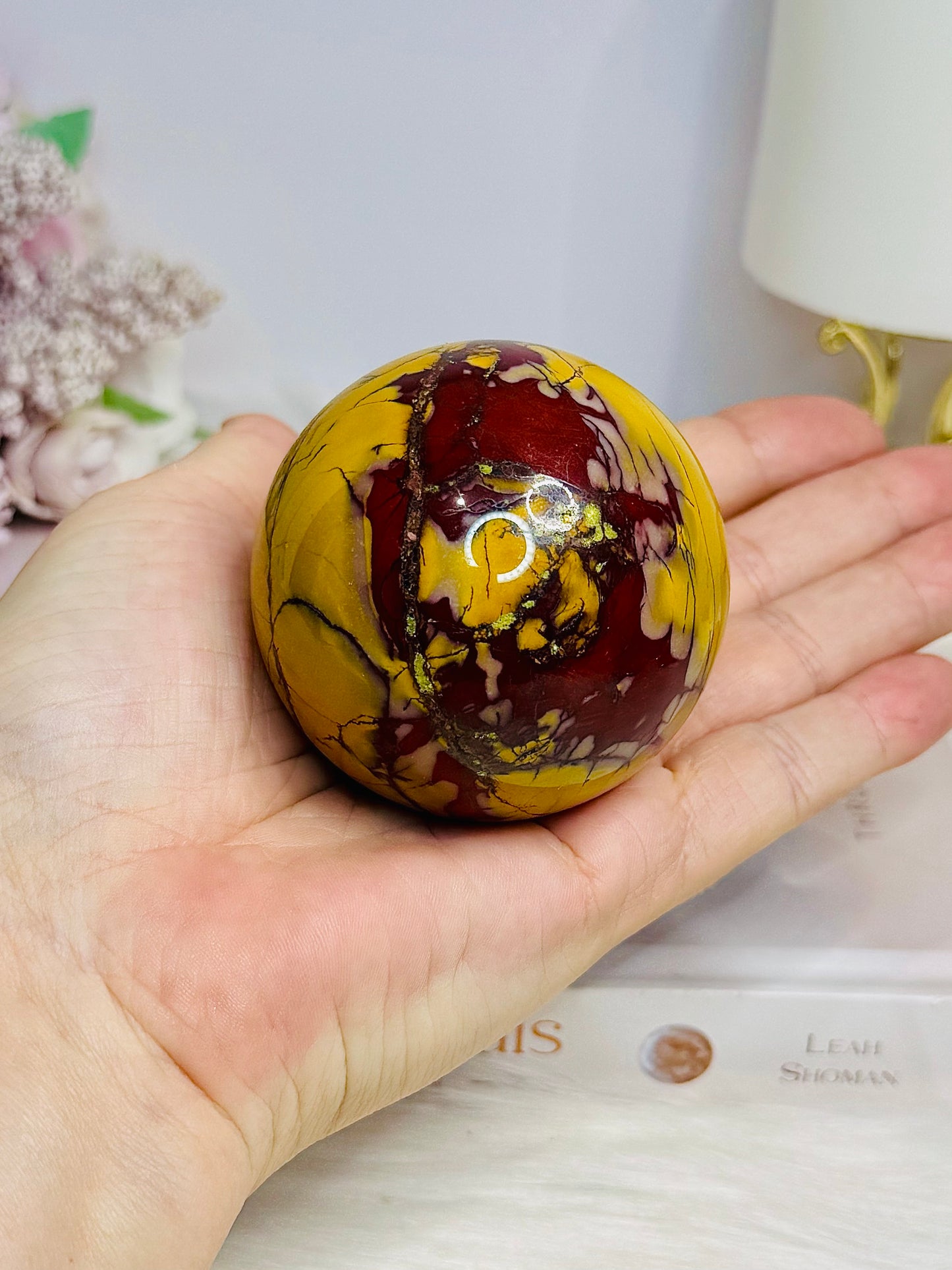 Large Mookaite Jasper Sphere on Stand 301g