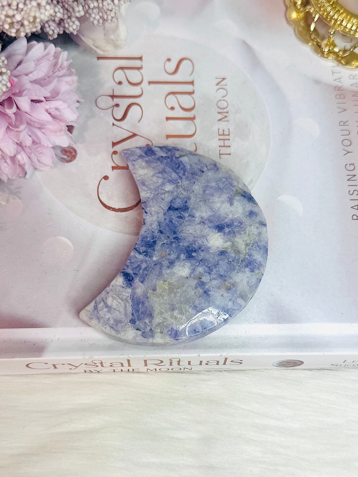 Purple Opalised Fluorite Moon 8cm
