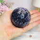 Natural Purple Fluorite X Sphalerite Druzy Sphere on Stand 306g