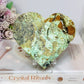 Large Variscite Carved Heart with Azurite Inclusions on Stand 11cm
