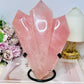 Huge High Grade Rose Quartz Carved Triple Tower on Stand 1.2KG 19cm