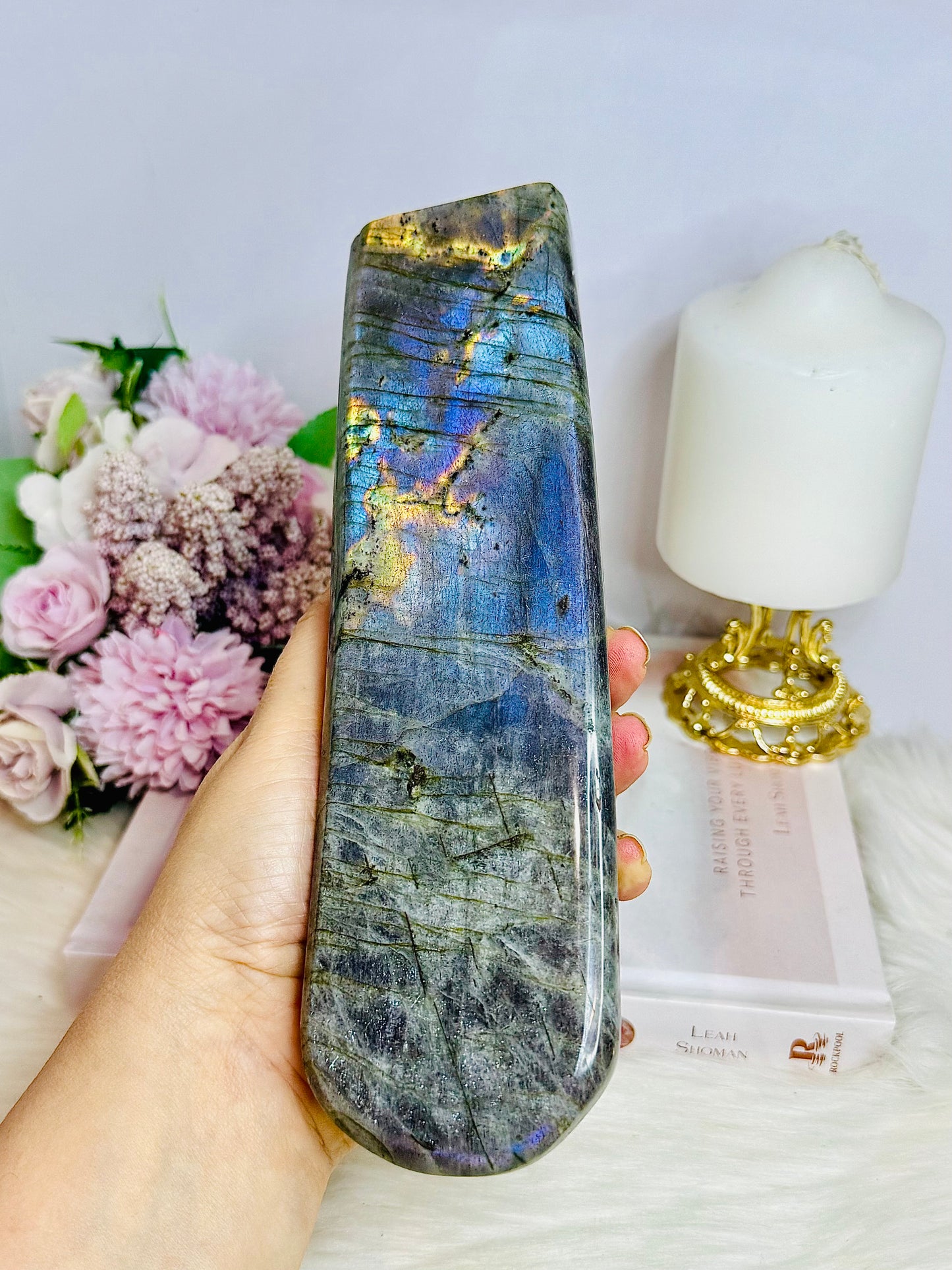 Large Labradorite Freeform With Pink & Purple Flash 21cm 1.18KG