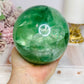 Huge Green Fluorite Sphere with Rainbows On Tall Glass Stand 1.4KG (stand can be changed)