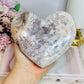 Large Druzy Pink Amethyst Chunky Heart on Stand 615g