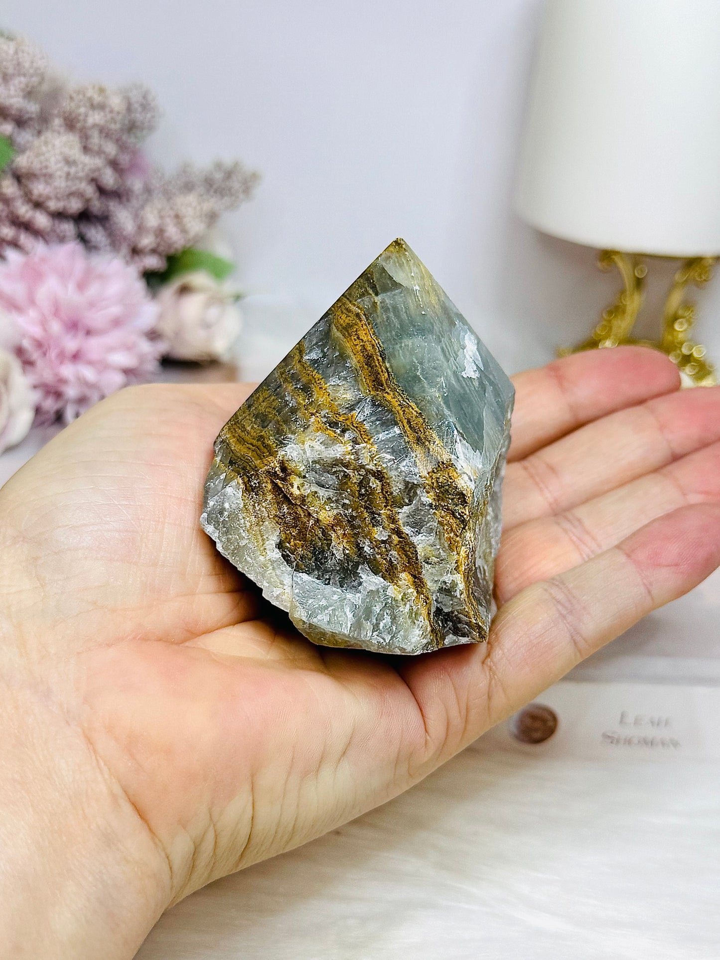 Natural Blue Onyx | Banded Calcite Rough Polished Top 221g
