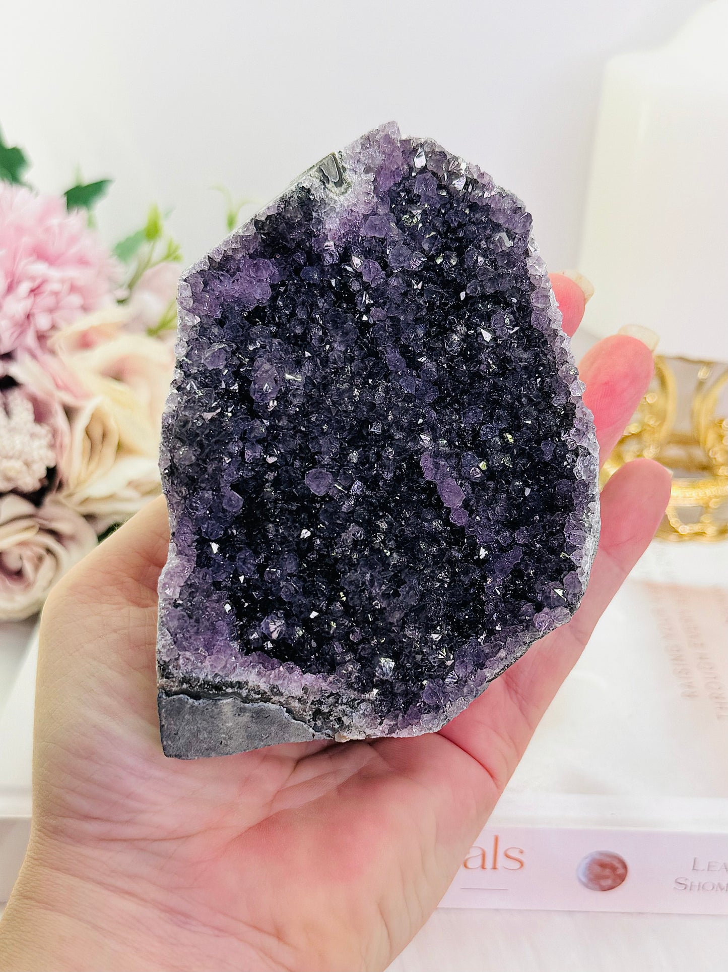 Absolutely Beautiful 9.5cm 471 Natural Amethyst Base Cut Cluster From Brazil