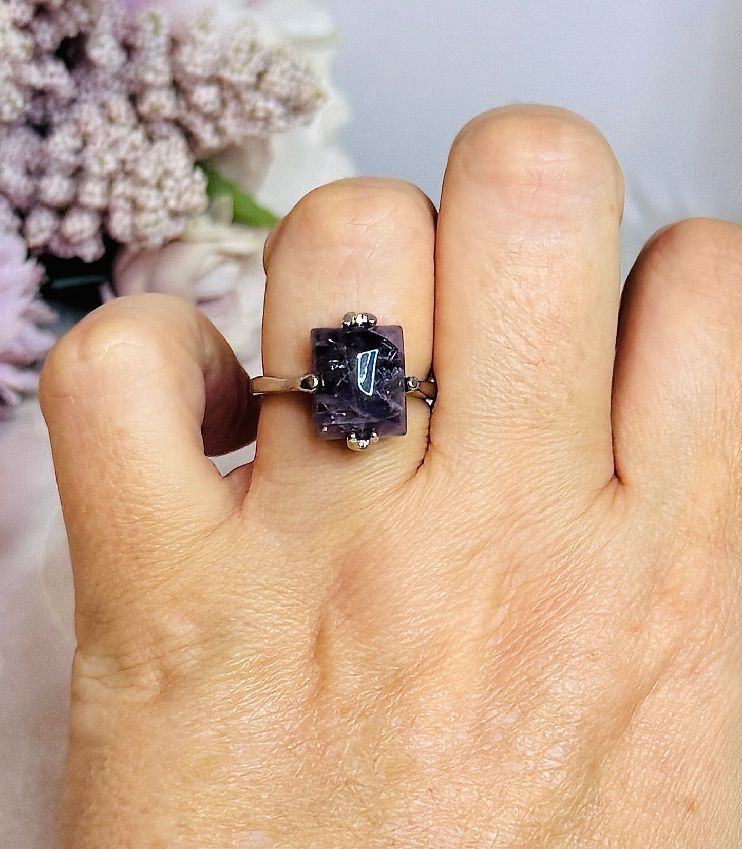 Sterling Silver Amethyst Ring Size 8 In Gift Bag