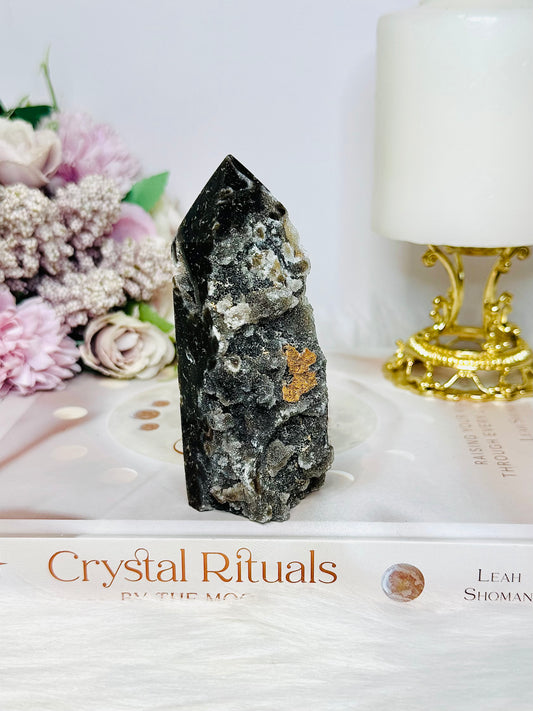 Black Sphalerite Druzy Tower 10cm