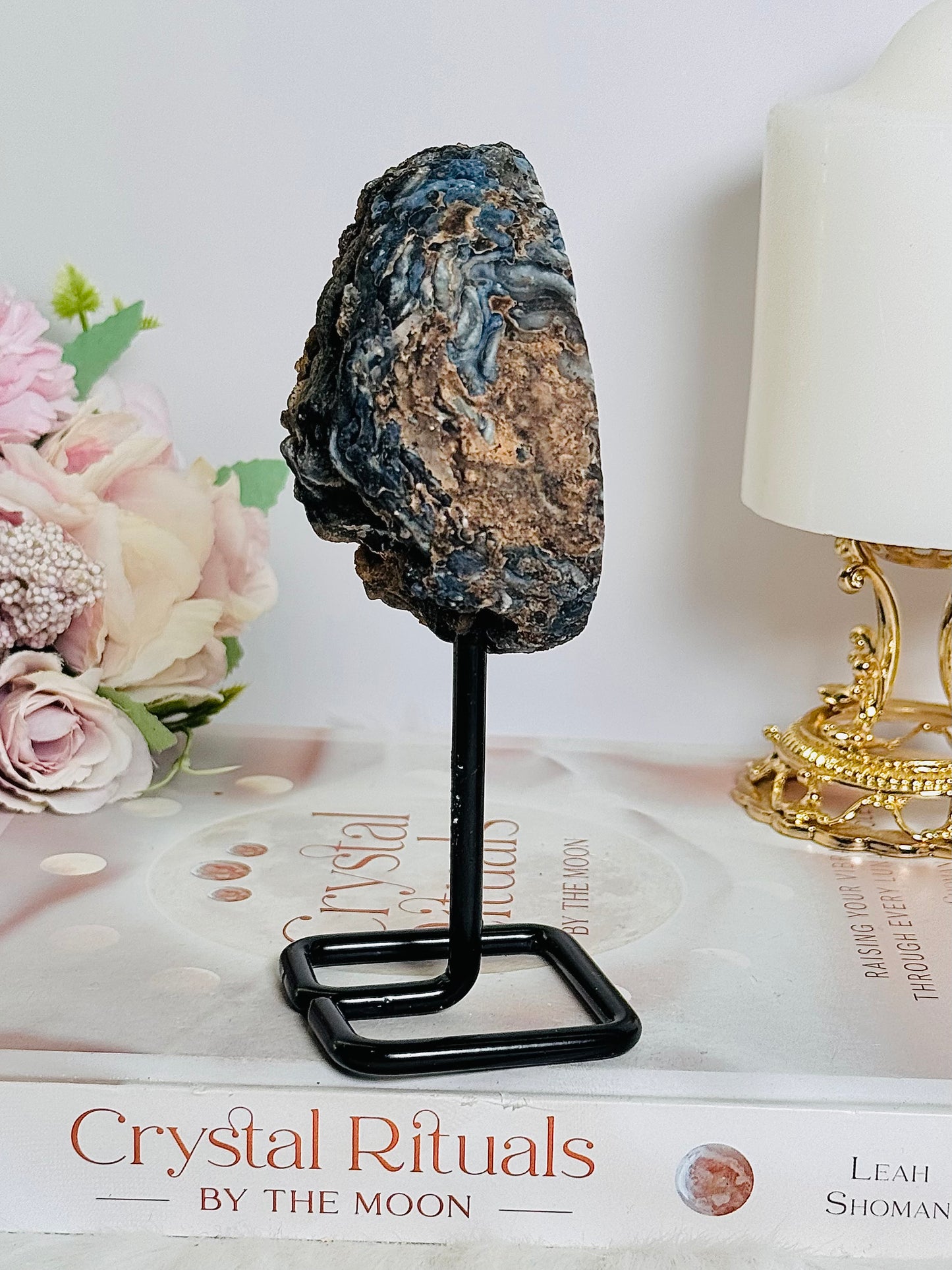 Perfect 14cm Natural Druzy Agate Geode on Stand