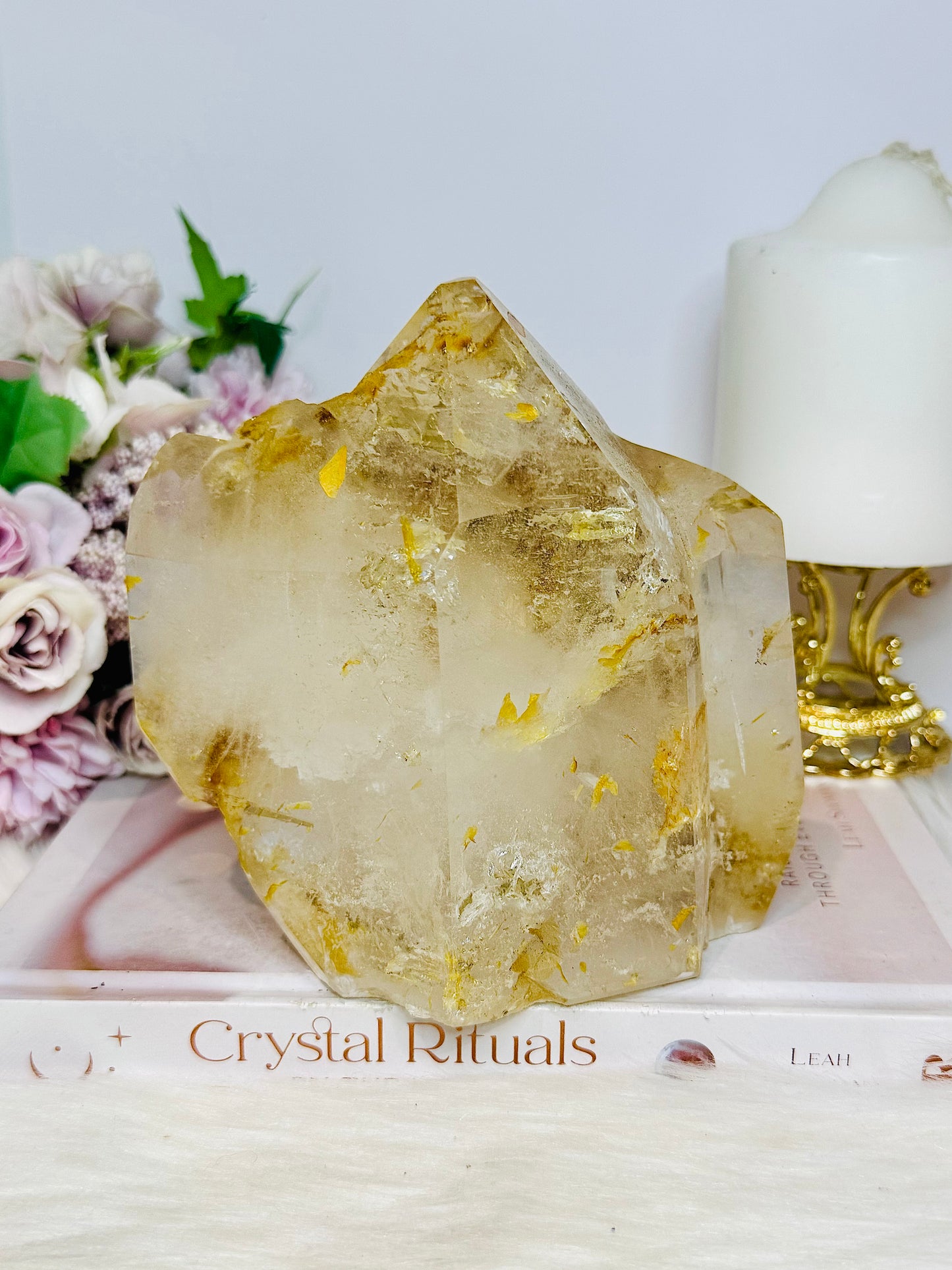 Natural Large Golden Healer Quartz Freeform with Rainbows 1.45KG 13.5cm