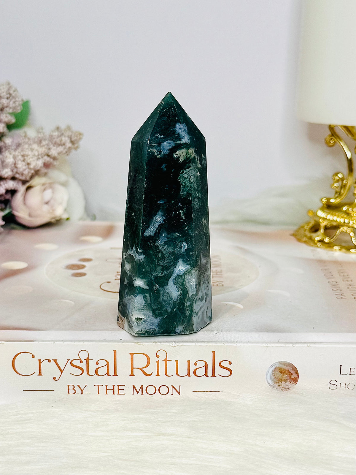Moss Agate Druzy Tower 8.5cm